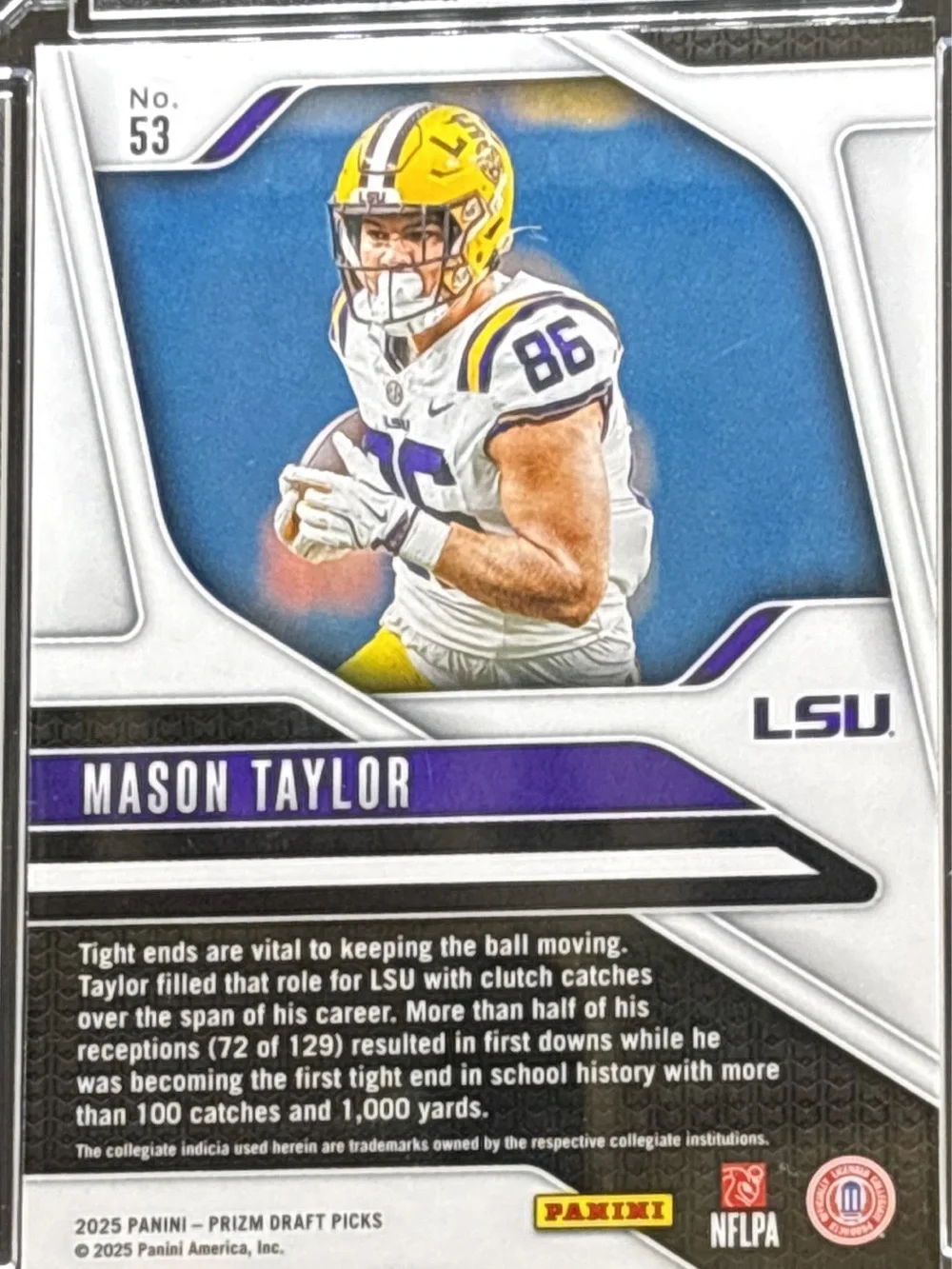 Panini Prizm Mason Taylor Football Rookie Card